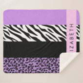 Couverture Sherpa Empreinte de léopard, Zebra Print, Purple, Votre n (Devant (Horizontal))