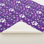Couverture Sherpa Empreinte de patte de chien amusant, chien pourpre (3/4)