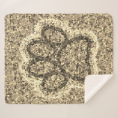 Couverture Sherpa Empreinte de patte de chien Sepia Low Poly (Devant (Horizontal))