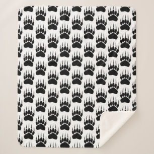 Couverture Sherpa Empreinte de patte de l'ours noir brillant