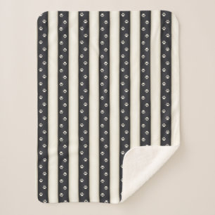 Couverture Sherpa Empreintes de pattes de chats Noir & Antique Blanc