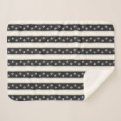 Couverture Sherpa Empreintes de pattes de chats Noir & Antique Blanc (Devant (Horizontal))