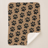 Couverture Sherpa empreintes de pattes noirs sur brun (Devant)