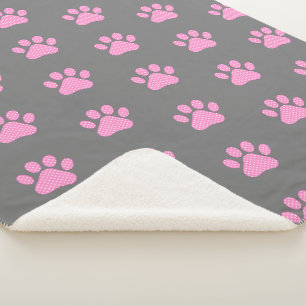 Couverture Sherpa Empreintes de pattes Polka Dot Sur Grey