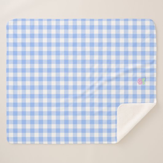 couverture sherpa en vichy bleu (Devant (Horizontal))