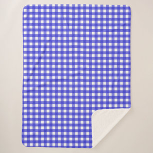 Couverture Sherpa En vichy bleu royal