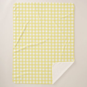 Couverture Sherpa En vichy jaune pâle et blanc