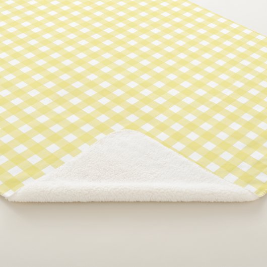 Couverture Sherpa En vichy jaune pâle et blanc (3/4)