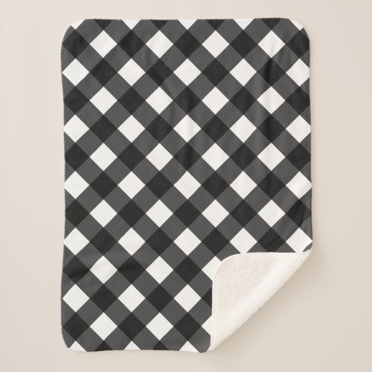 Couverture Sherpa En vichy noir et blanc (Devant)