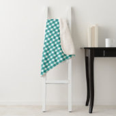 Couverture Sherpa en vichy turquoise (En situation)