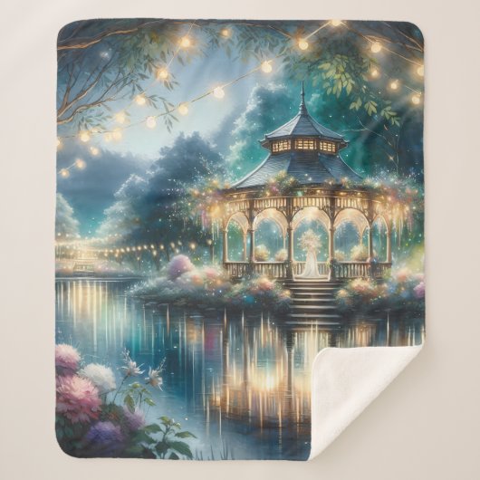 Couverture Sherpa Enchanted Garden Gazebo Twilight Reflection (Devant)