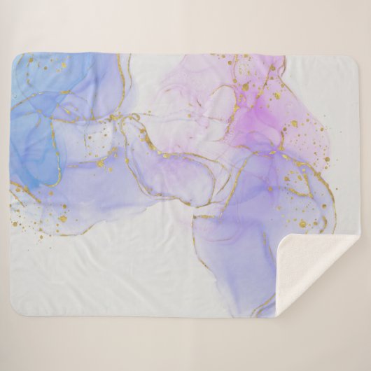 Couverture Sherpa Encre d'alcool rose, pourpre et bleu (Devant (Horizontal))