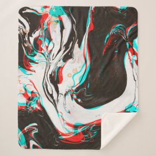 Couverture Sherpa Encre Marbrée : Texture Glitch Distortie.
