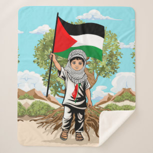 Couverture Sherpa Enfant avec Keffiyeh Palestine Drapeau et olivier