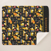 Couverture Sherpa Enfants Aquarelle Véhicules de construction Person (Devant (Horizontal))