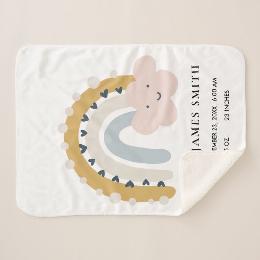 COUVERTURE SHERPA ENFANTS CLOUD BLUSH BLUE RAINBOW BÉBÉ STATUTS DE N (Devant (Horizontal))