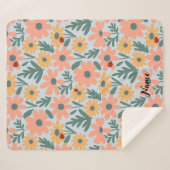 Couverture Sherpa Enfants Cute Ladybug Polka dot Daisy Flower Motif (Devant (Horizontal))