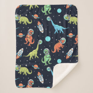 Couverture Sherpa Enfants Dinosaur Astronaut Motif