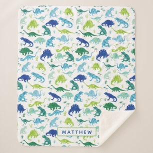 Couverture Sherpa Enfants Dinosaur Personnalisé Garçons Bleus Bleus