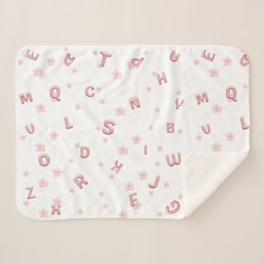 Couverture Sherpa Enfants mignons ABC Alphabet flower Enfants B2S (Devant (Horizontal))