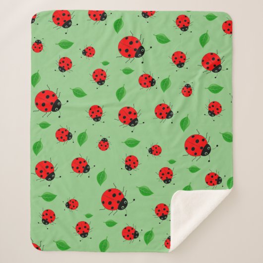 Couverture Sherpa Enfants mignons Red Ladybug Polka dot Spring Motif (Devant)