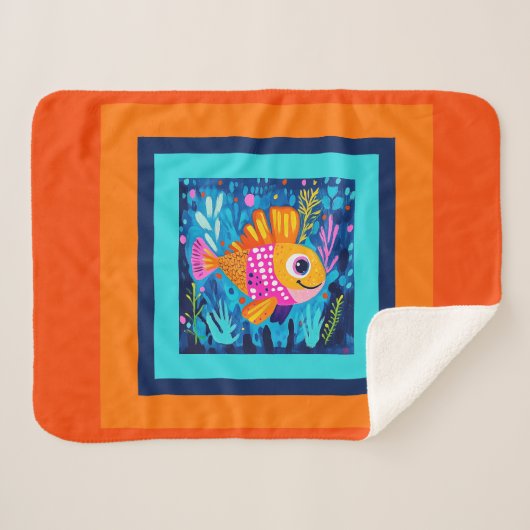 Couverture Sherpa Enfants Poisson Coloré (Devant (Horizontal))