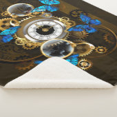 Couverture Sherpa Engrenages à vapeur et papillons bleus (3/4)