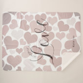 Couverture Sherpa Enveloppé d'amour | Motif de cœur rose violet (Devant (Horizontal))