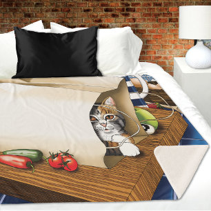 Couverture Sherpa Épicerie Papier Sac Chat Cuisine bleu