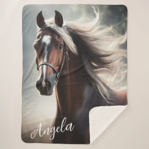 Couverture Sherpa Equestre blanc et Brown