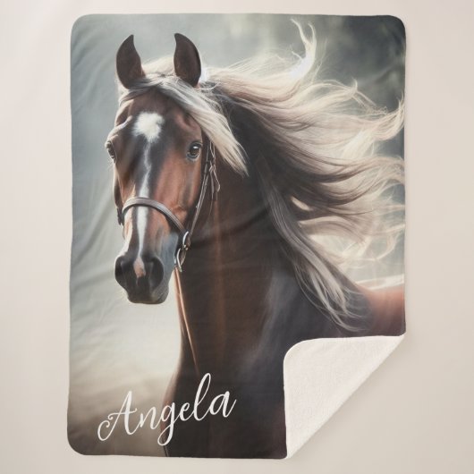 Couverture Sherpa Equestre blanc et Brown (Devant)