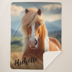 Couverture Sherpa Equestre blanc et Brown