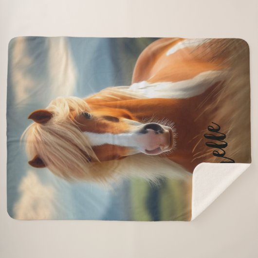 Couverture Sherpa Equestre blanc et Brown (Devant (Horizontal))