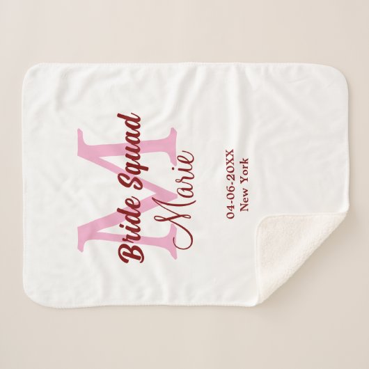 Couverture Sherpa Équipe de mariée ajoutez nom monogramme demoiselle (Devant (Horizontal))