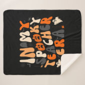 Couverture Sherpa Era Halloween rétro Éffrayante enseignante (Devant (Horizontal))