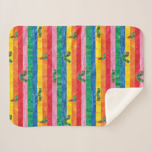 Couverture Sherpa Eric Carle | Caterpillar Rainbow Stripe Motif (Devant (Horizontal))