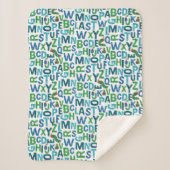 Couverture Sherpa Eric Carle | Motif Alphabet bleu et vert (Devant)