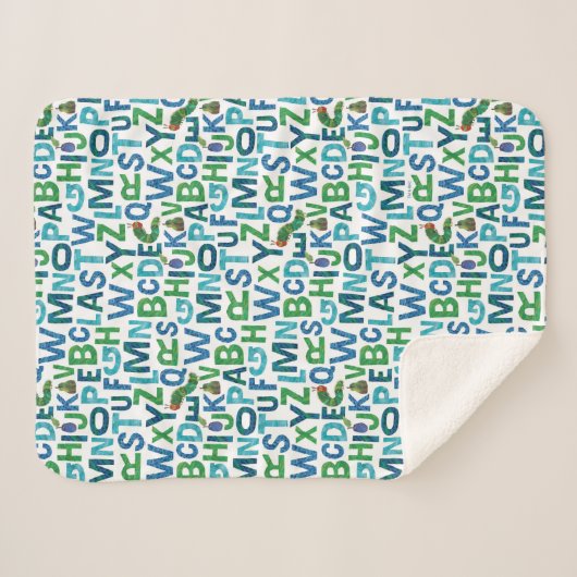 Couverture Sherpa Eric Carle | Motif Alphabet bleu et vert (Devant (Horizontal))