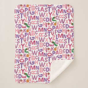 Couverture Sherpa Eric Carle Motif alphabet rose et violet