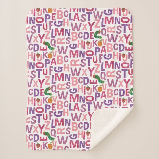 Couverture Sherpa Eric Carle | Motif alphabet rose et violet (Devant)