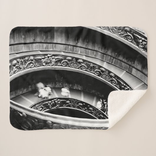 Couverture Sherpa Escalier romain noir et blanc (Devant (Horizontal))