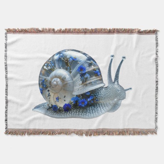 Couverture Sherpa Escargot Floral Bleu (Devant)