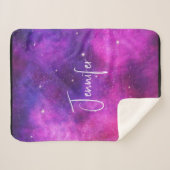 Couverture Sherpa Espace rose & violet & Étoiles Faux Galaxy (Devant (Horizontal))