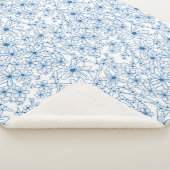 Couverture Sherpa Esthétique florale bleue et blanche (3/4)