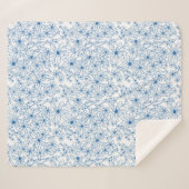 Couverture Sherpa Esthétique florale bleue et blanche (Devant (Horizontal))