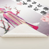Couverture Sherpa estilo japonés con flores (3/4)