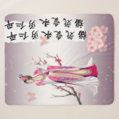 Couverture Sherpa estilo japonés con flores (Devant (Horizontal))