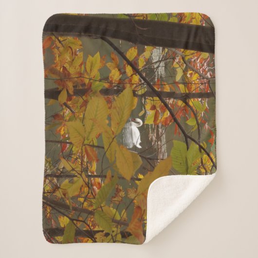 Couverture Sherpa Étang d'automne avec cygne (Devant)