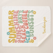 Couverture Sherpa Été Dit Plage Rétro Couchers de soleil de café gla (Devant (Horizontal))