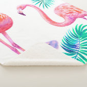 Couverture Sherpa Été tropical avec flamants roses feuilles de palmi (3/4)